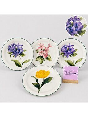 Vintage Tabletops Unlimited GARDEN DELIGHTS Floral Oven Safe Dinner Plates Set 4